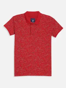 Allen Solly Junior Boys Geometric Printed Polo Collar Cotton T-shirt