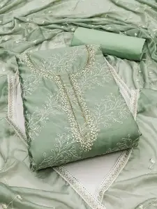 Ishin Floral Embroidered Sequinned Detail Pure Cotton Unstitched Dress Material