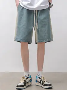 StyleCast Men Solid Washed Loose Fit Denim Shorts