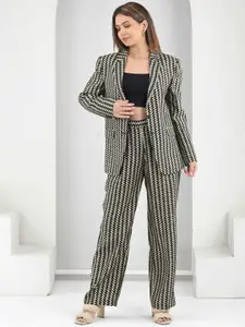 IN ANY MANNER Printed Notched Lapel Collar Single-Breasted Satin Formal Blazer