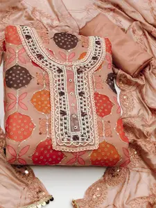 Ishin Ethnic Motifs Embroidered Organza Unstitched Dress Material