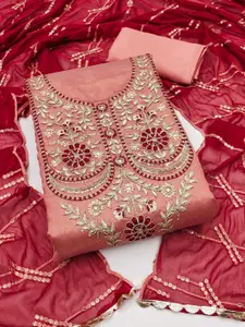 Ishin Ethnic Motifs Embroidered Gotta Patti Unstitched Dress Material