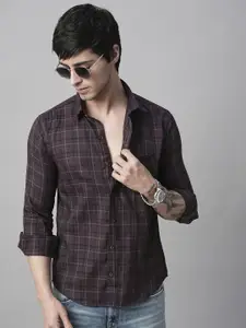 TRYBUY.IN Men Standard Spread Collar Buffalo Checked Cotton Casual Shirt