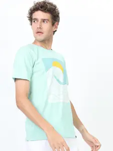 HIGHLANDER Men Graphic Printed Round Neck Cotton Slim Fit T-shirt