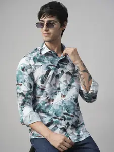 TRYBUY.IN Men Standard Spread Collar Abstract Printed Cotton Casual Shirt