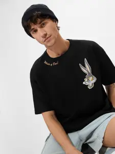 The Souled Store Men Typography Printed Round Neck Cotton Oversized T-shirt