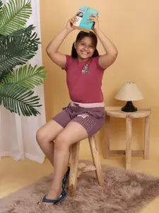 Sweet Dreams Girls Printed Mid-Rise Lounge Shorts