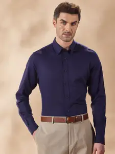 Aldeno Men India Slim Button-Down Collar Solid Linen Formal Shirt