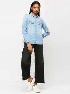 Pepe Jeans Women Spread Collar Solid Cotton Casual Shirt