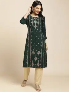RATAN Floral Printed Round Neck Straight Kurta