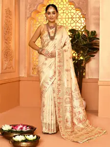 elora Kalamkari Woven Design Zari Baluchari Saree