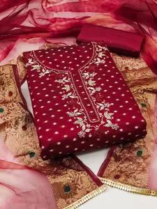 Ishin Geometric Woven Design Beads & Stones Unstitched Dress Material