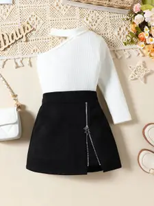 INCLUD Girls One Shoulder Top with Skirt