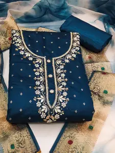 Ishin Floral Woven Design Zari Unstitched Dress Material