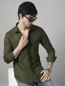 TRYBUY.IN Men Standard Spread Collar Solid Cotton Casual Shirt