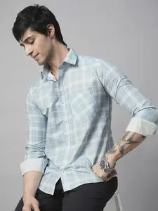 TRYBUY.IN Men Standard Spread Collar Buffalo Checked Cotton Casual Shirt