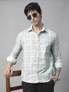 TRYBUY.IN Men Standard Spread Collar Buffalo Checked Cotton Casual Shirt