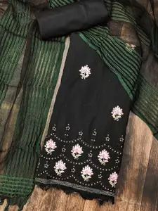Ishin Floral Embroidered Zari Pure Cotton Unstitched Dress Material
