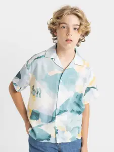 DeFacto Boys Cuban Collar Abstract Printed Casual Shirt