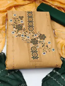 Ishin Floral Embroidered Zari Unstitched Dress Material