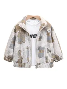 StyleCast x Revolte Boys Typography Printed Mock Collar Open Front Jacket