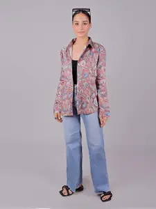 BLUEBIRD Women Classic Spread Collar Floral Printed Oversized Casual Shirt
