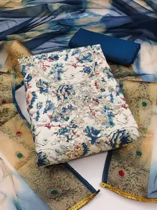 Ishin Floral Embroidered Beads and Stones Unstitched Dress Material