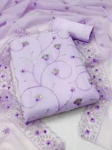 Ishin Floral Embroidered Sequinned Detail Silk Georgette Unstitched Dress Material