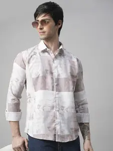 TRYBUY.IN Men Standard Spread Collar Abstract Printed Cotton Casual Shirt