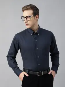 Hancock Men Smart Button-Down Collar Solid Cotton Slim Fit Formal Shirt