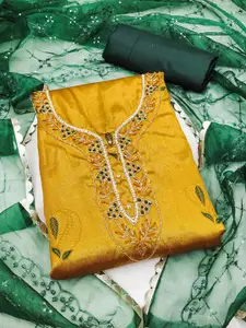 Ishin Floral Embroidered Beads and Stones Detail Unstitched Dress Material