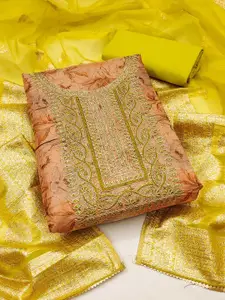 Ishin Ethnic Motifs Embroidered Beads and Stones Unstitched Dress Material