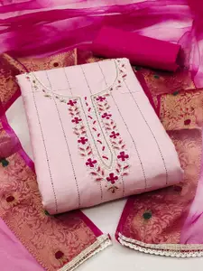 Ishin Floral Embroidered Beads and Stones Unstitched Dress Material