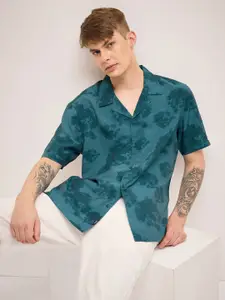 THE BEAR HOUSE Men Cuban Collar Abstract Printed Casual Shirt