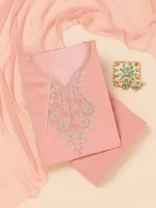 Koskii Floral Embroidered Beads and Stones Unstitched Dress Material