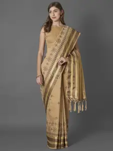 Mitera Ethnic Motifs Embroidered Zari Saree