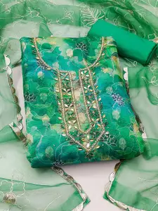 Ishin Ethnic Motifs Woven Design Sequinned Organza Unstitched Dress Material