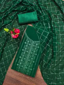 Ishin Geometric Embroidered Sequinned Silk Georgette Unstitched Dress Material