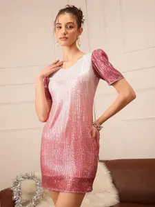 BAESD Embellished Net A-Line Mini Dress