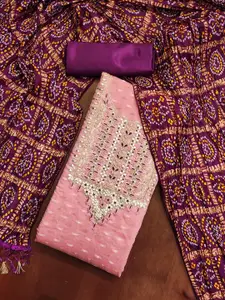 Ishin Floral Embroidered Beads and Stones Detail Unstitched Dress Material