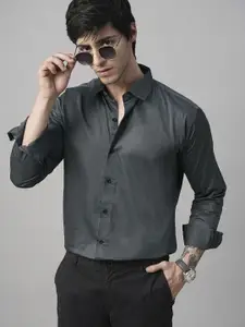 TRYBUY.IN Men Standard Spread Collar Solid Cotton Casual Shirt