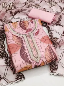 Ishin Ethnic Motifs Embroidered Sequinned Organza Unstitched Dress Material