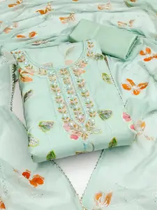 Ishin Sequin Embroidered Organza Unstitched Dress Material