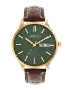 French Connection Men Printed Dial & Leather Straps Analogue Watch FCN065NBL