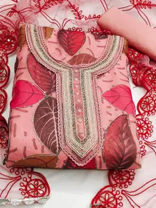 Ishin Floral Embroidered Sequinned Organza Unstitched Dress Material