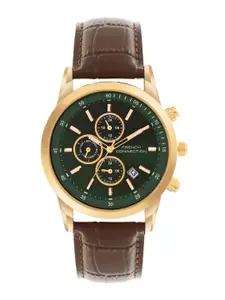 French Connection Men Printed Dial & Leather Textured Straps Analogue Multi Function Watch FCN093NBL