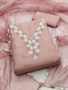 Ishin Floral Embroidered Beads and Stones Unstitched Dress Material