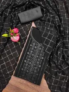 Ishin Geometric Embroidered Sequinned Detail Silk Georgette Unstitched Dress Material