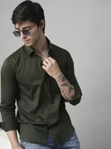 TRYBUY.IN Men Standard Spread Collar Solid Cotton Casual Shirt