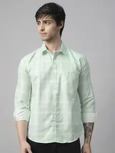 TRYBUY.IN Men Standard Spread Collar Buffalo Checked Cotton Casual Shirt